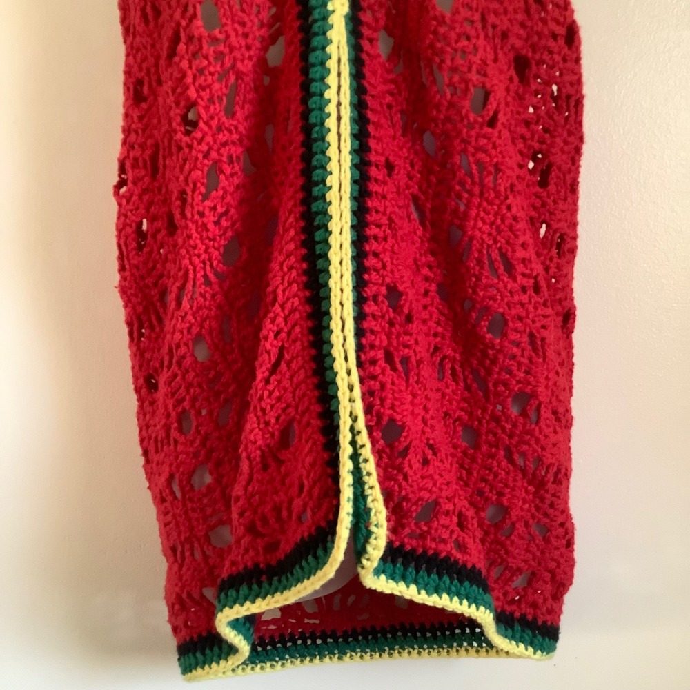Handmade Crochet Rasta Halter Cover Up Red Green Yellow Swim Cover Up Small - Picture 5 of 13